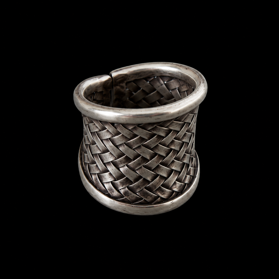 Bague panier tressé — Argent Massif 999