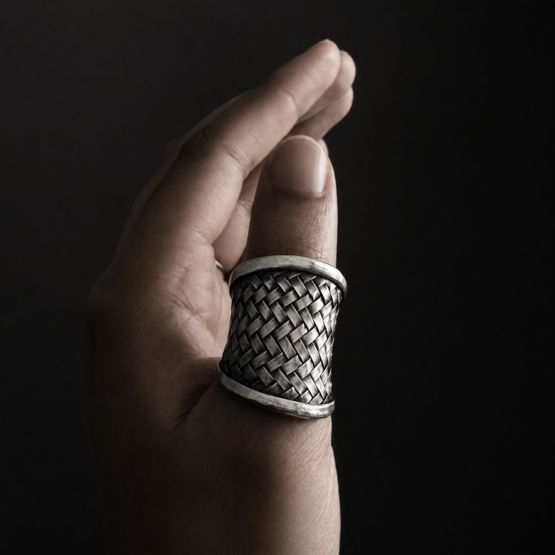 Bague panier tressé — Argent Massif 999