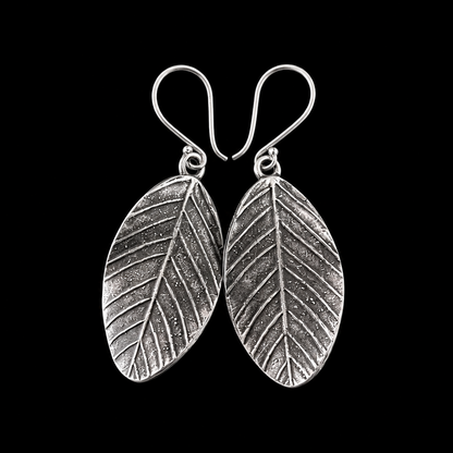 Boucles d'oreilles Feuille d'argent— Argent Massif 999