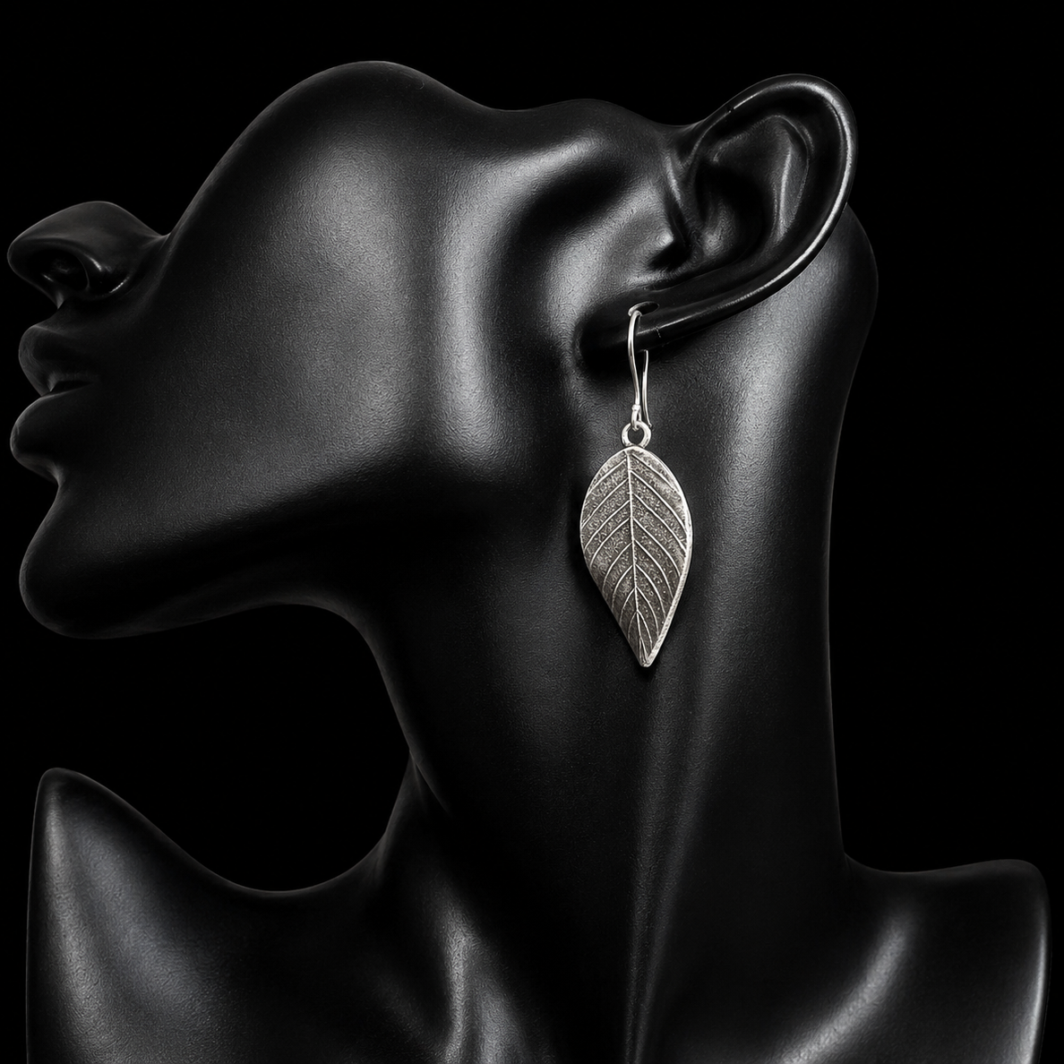 Boucles d'oreilles Feuille d'argent— Argent Massif 999