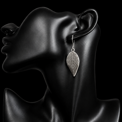 Boucles d'oreilles Feuille d'argent— Argent Massif 999