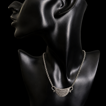 Collier Flora tribal gravé— Argent Massif Ciselé