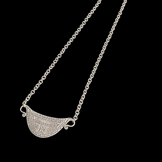 Collier Aura tribal gravé  — Argent Massif Ciselé
