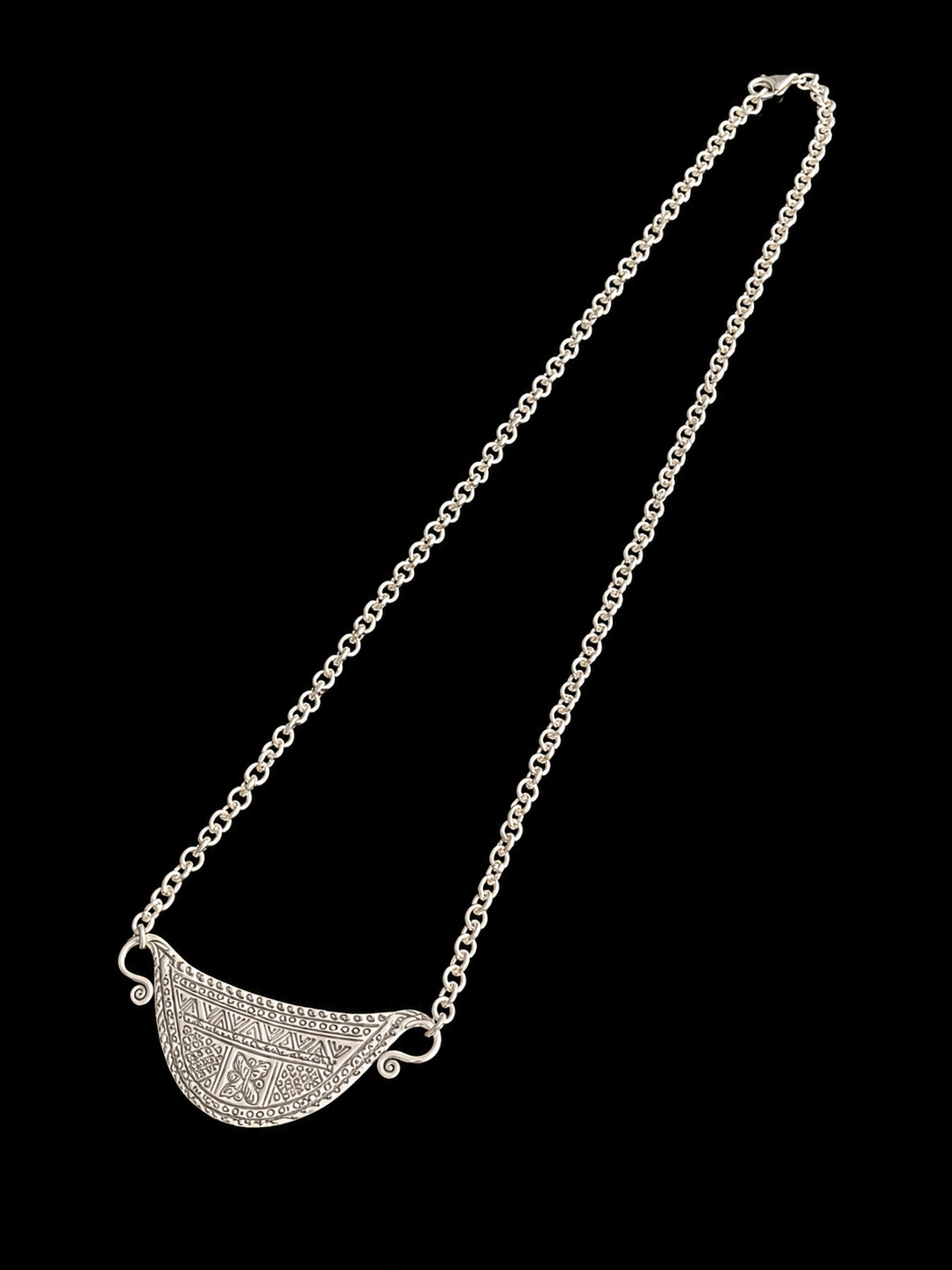Collier Aura tribal gravé  — Argent Massif Ciselé