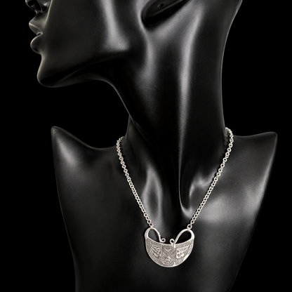 Collier Luna Tribal Gravé — Argent Massif