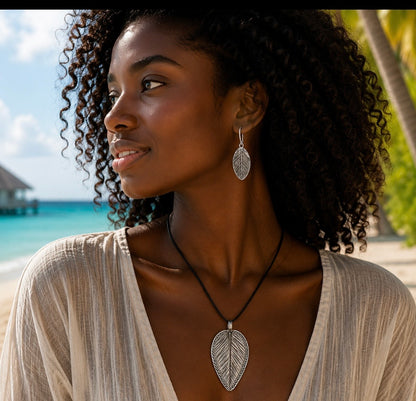 Pendentif Feuille Tribale — Argent Massif 999