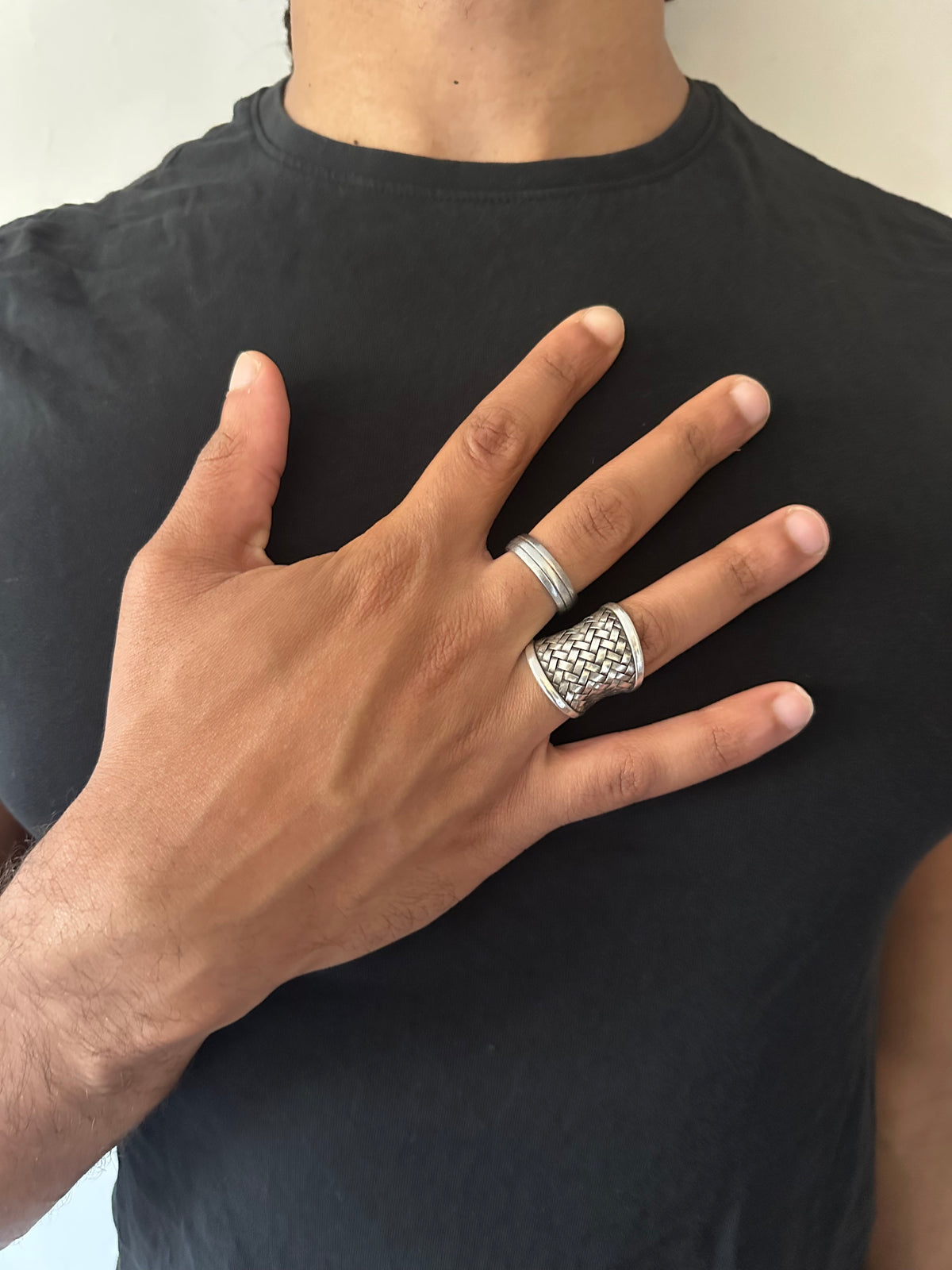 Bague panier tressé — Argent Massif 999