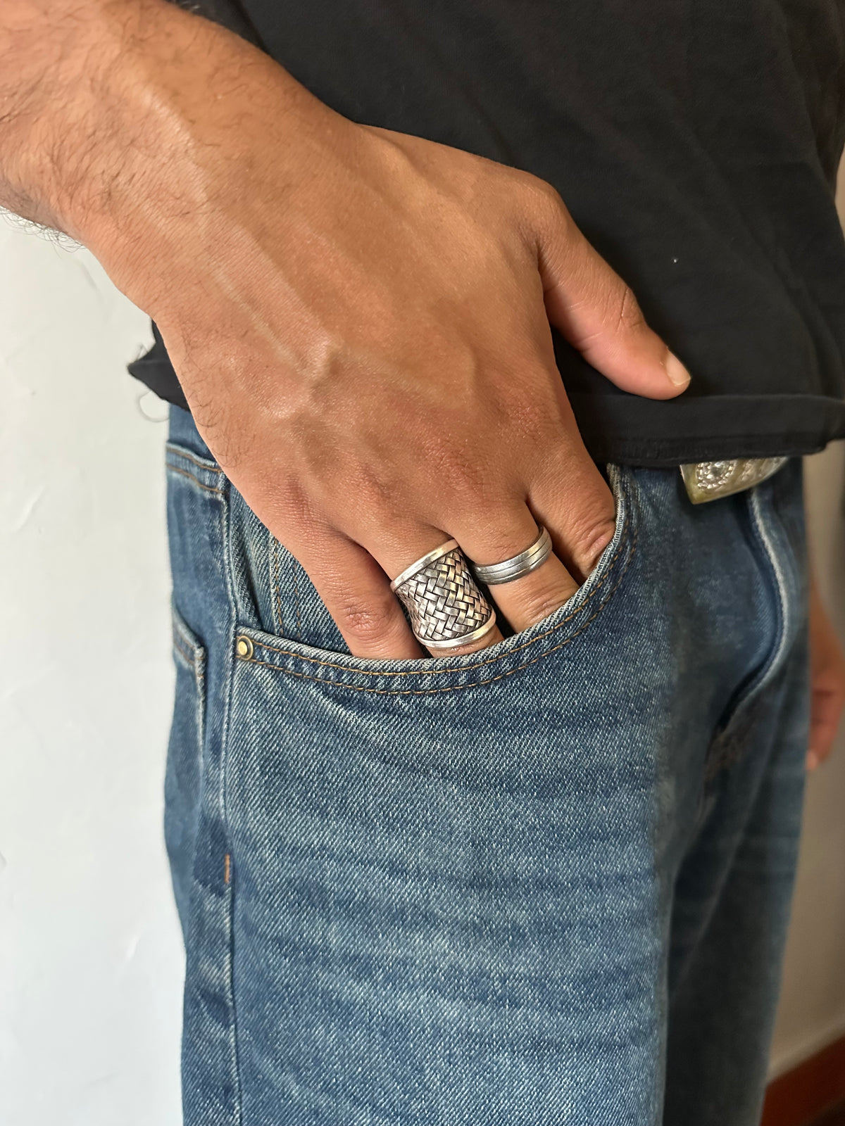 Bague panier tressé — Argent Massif 999