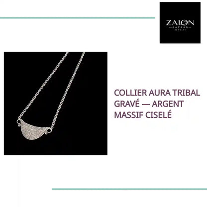 Collier Aura tribal grav&eacute; &mdash; Argent Massif Cisel&eacute; by@Outfy