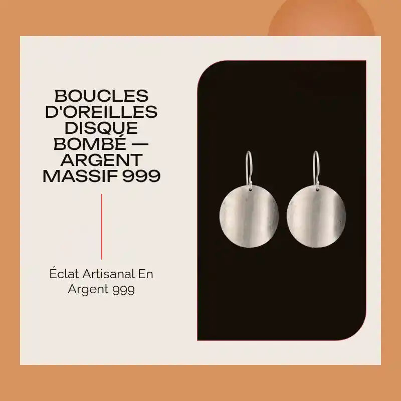 Boucles d'oreilles Disque Bomb&eacute; &mdash; Argent Massif 999 by@Outfy