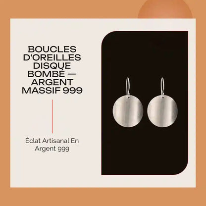 Boucles d'oreilles Disque Bomb&eacute; &mdash; Argent Massif 999 by@Outfy