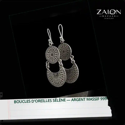 Boucles d'oreilles S&eacute;l&egrave;ne &mdash; Argent Massif 999 by@Outfy