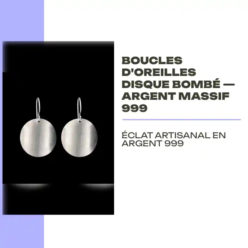 Boucles d'oreilles Disque Bomb&eacute; &mdash; Argent Massif 999 by@Outfy