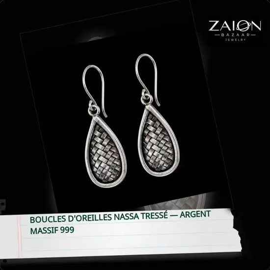 Boucles d'oreilles Nassa tress&eacute; &mdash; Argent Massif 999 by@Outfy