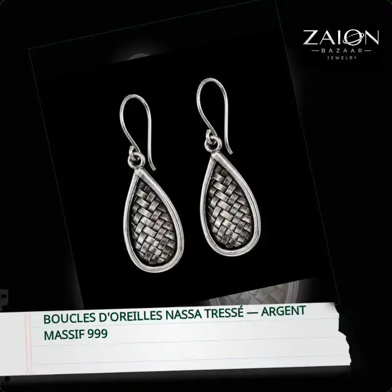 Boucles d'oreilles Nassa tress&eacute; &mdash; Argent Massif 999 by@Outfy