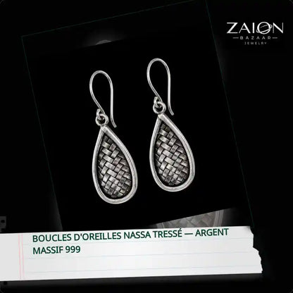 Boucles d'oreilles Nassa tress&eacute; &mdash; Argent Massif 999 by@Outfy