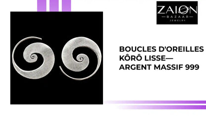 Boucles d'oreilles K&ocirc;r&ocirc; lisse&mdash; Argent Massif 999 by@Outfy