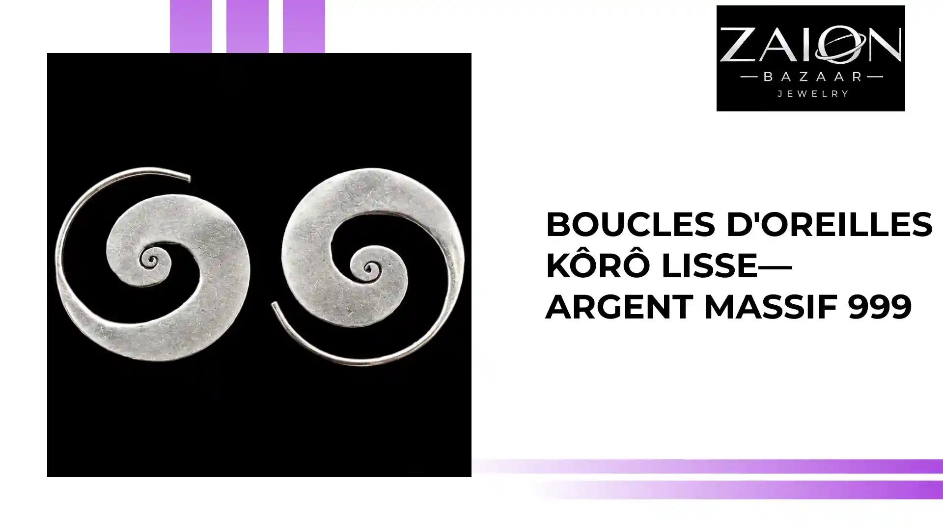 Boucles d'oreilles K&ocirc;r&ocirc; lisse&mdash; Argent Massif 999 by@Outfy