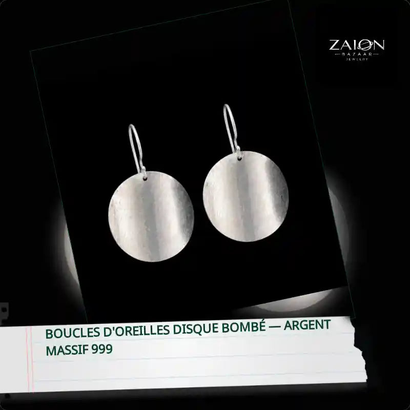 Boucles d'oreilles Disque Bomb&eacute; &mdash; Argent Massif 999 by@Outfy