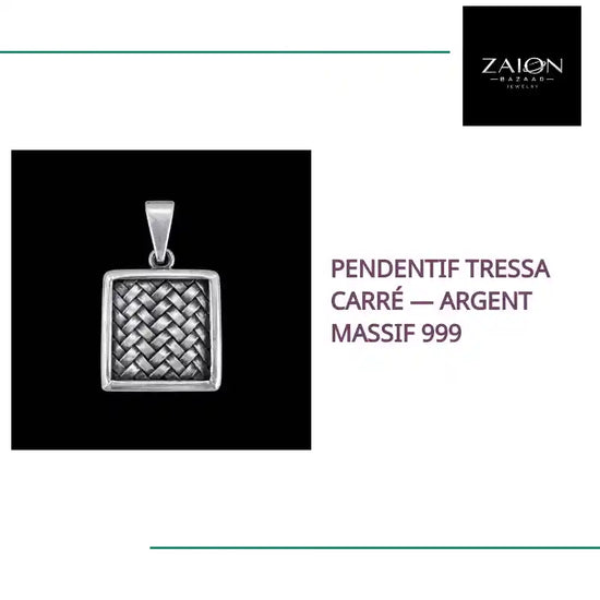 Pendentif Tressa Carr&eacute; &mdash; Argent Massif 999 by@Outfy