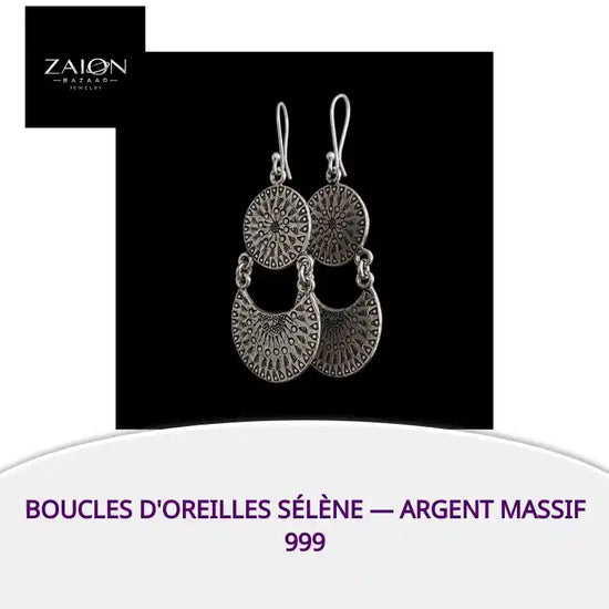 Boucles d'oreilles S&eacute;l&egrave;ne &mdash; Argent Massif 999 by@Outfy