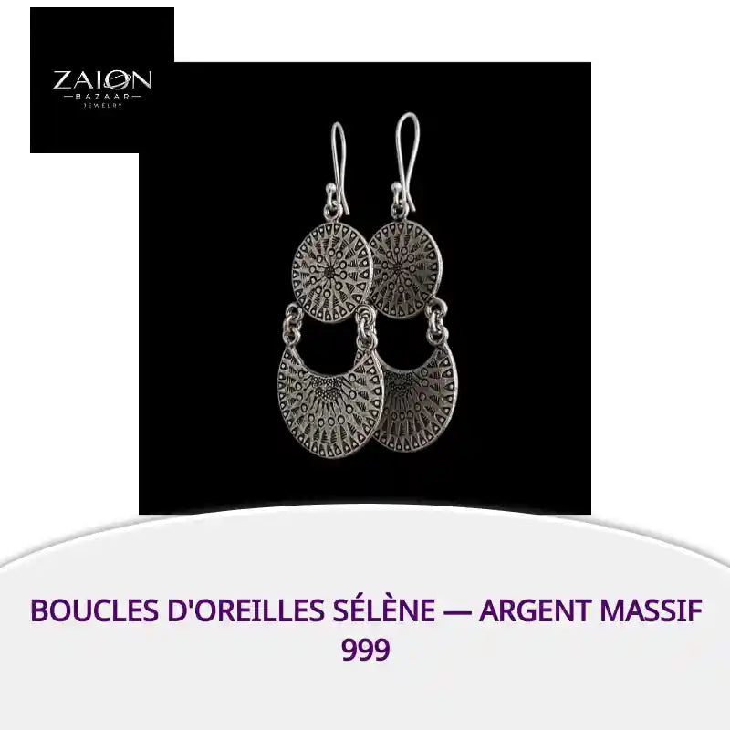Boucles d'oreilles S&eacute;l&egrave;ne &mdash; Argent Massif 999 by@Outfy