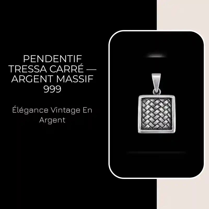 Pendentif Tressa Carr&eacute; &mdash; Argent Massif 999 by@Outfy