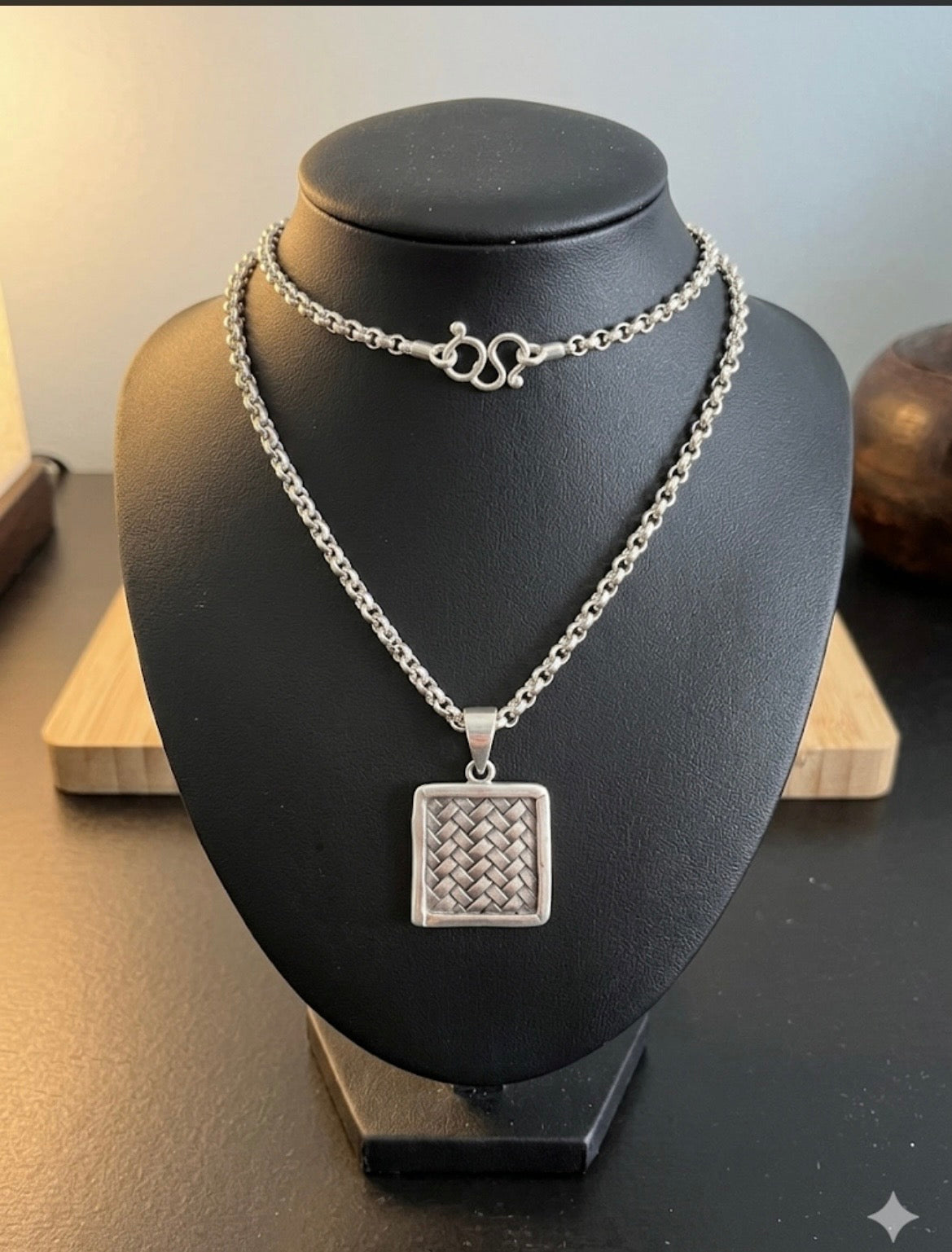 Pendentif Tressa Carré — Argent Massif 999